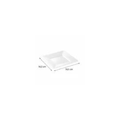 Assiette carrée réutilisable PS blanc 165 mm - par 12