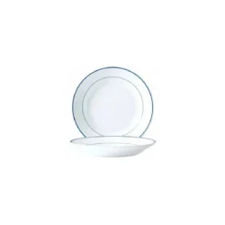 Assiette creuse verre trempé blanc/filet bleu ø 22,5 cm - par 24