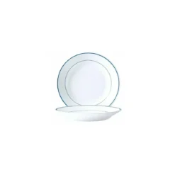 Assiette creuse verre trempé blanc/filet bleu ø 22,5 cm - par 12