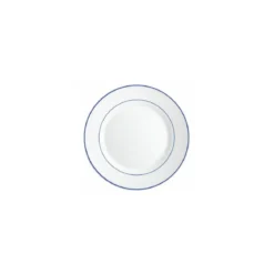 Assiette plate verre trempé blanc/filet bleu ø 23,5 cm - par 24
