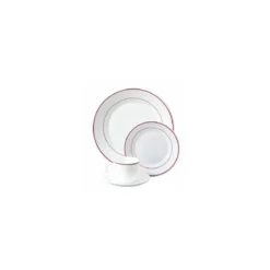Assiette plate verre trempé blanc/filet bordeaux ø 15,5 cm - par 24