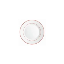 Assiette plate verre trempé blanc/filet bordeaux ø 19,5 cm - par 24