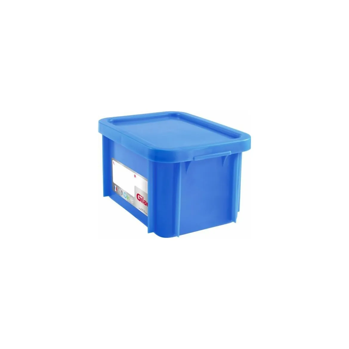 Bac rectangulaire PEHD bleu 15 L avec couvercle