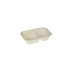 Barquette bagasse 2 compartiments 1000 ml - par 125