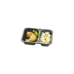 Barquette CPET scellable noire 2 compartiments 45 + 60 cl - par 320