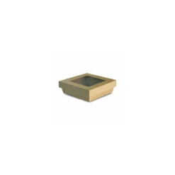 Barquette kraft brun ingraissable avec fenêtre 750 ml - par 60