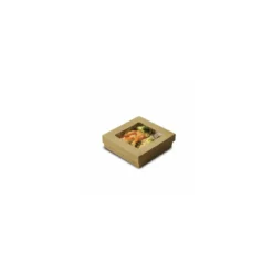 Barquette kraft brun ingraissable avec fenêtre 750 ml - par 60