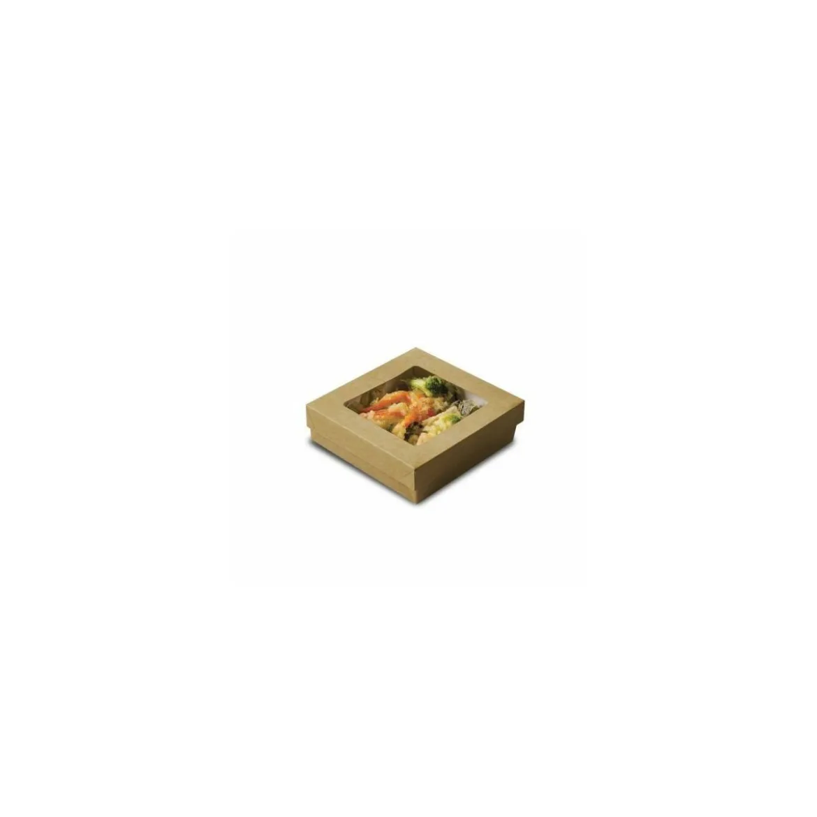 Barquette kraft brun ingraissable avec fenêtre 750 ml - par 60