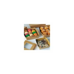 Barquette kraft brun ingraissable avec fenêtre 250 ml - par 25