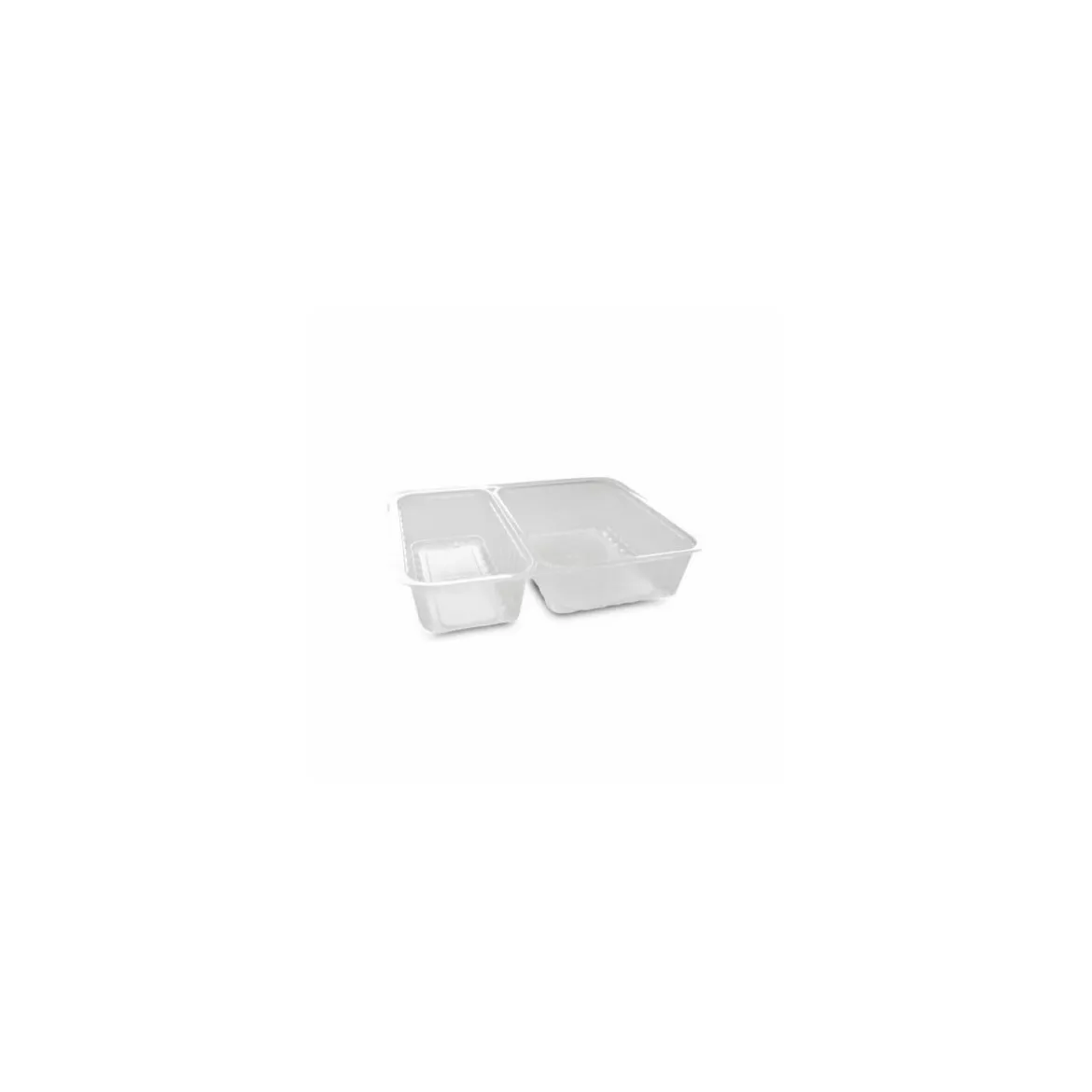 Barquette plastique transparente 2 compartiments scellable Alphacel 1380 ml - par 420