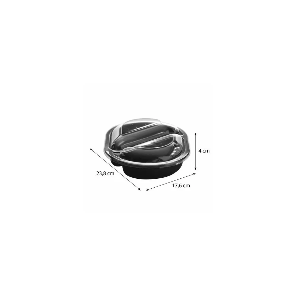 Boite CPET 2 compartiments spécial four + couvercle 50 et 40 cl - par 40