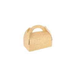 Boîte pâtissière kraft brun avec poignées 10 x 10 x 6 cm - par 50