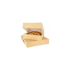 Boîte pâtissière kraft brun avec couvercle 22 x 22 x 8 cm - par 50