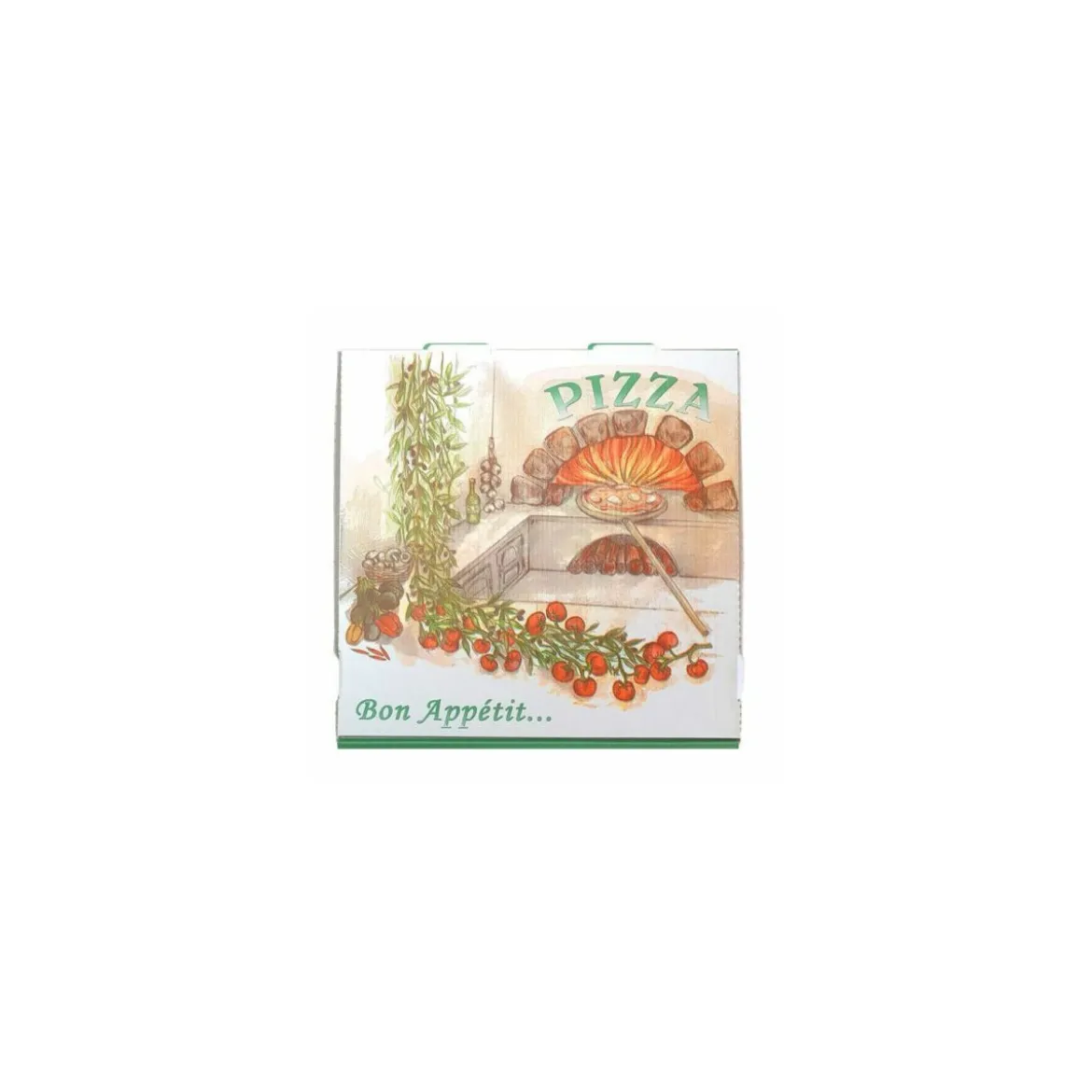 Boîtes à pizza à coins droits "Olives" 29 x 29 x 4 cm - par 100