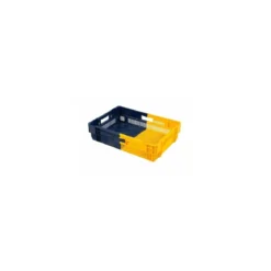 Caisse ajourée gerbable PEHD bleu et jaune 25L - 60 x 40 x 14,7 cm