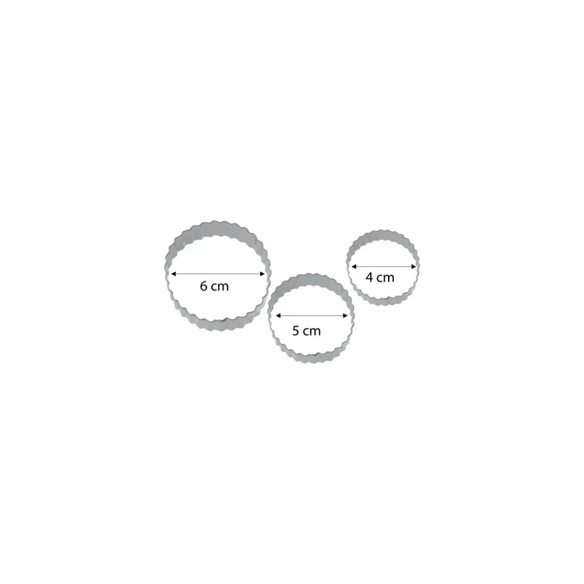 Emporte pièce inox rond cannelé 4 cm, 5 cm et 6 cm- par 3