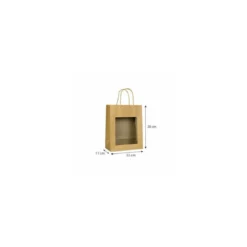 Grand sac kraft brun à poignées torsadées avec fenêtre 22 + 11 x 28 cm - par 12