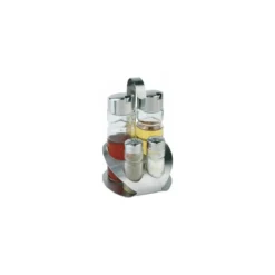 Ménagère 4 pièces sel/poivre/huile/vinaigre inox