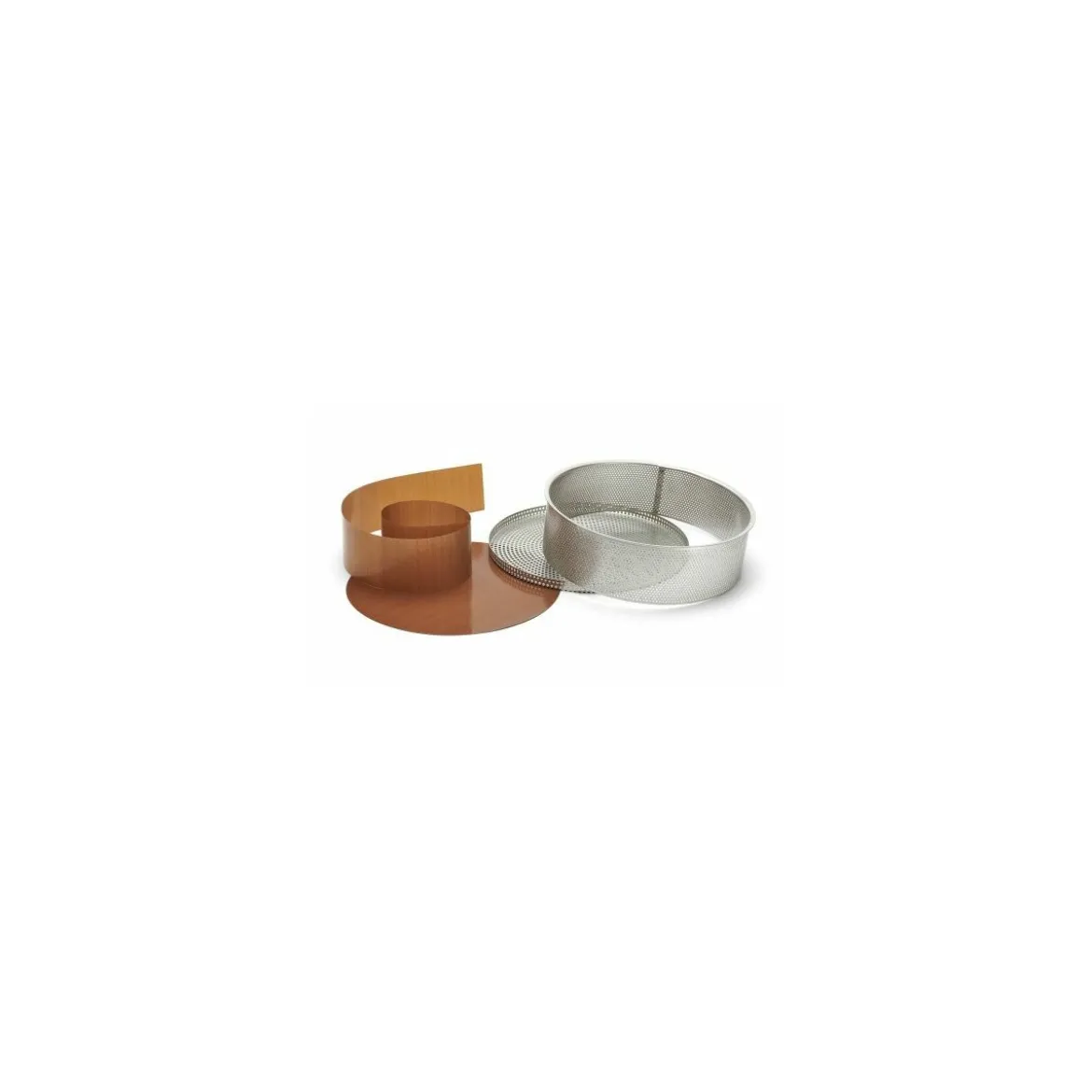 Moule à manqué perforé inox et feuille de cuisson ø 24 cm