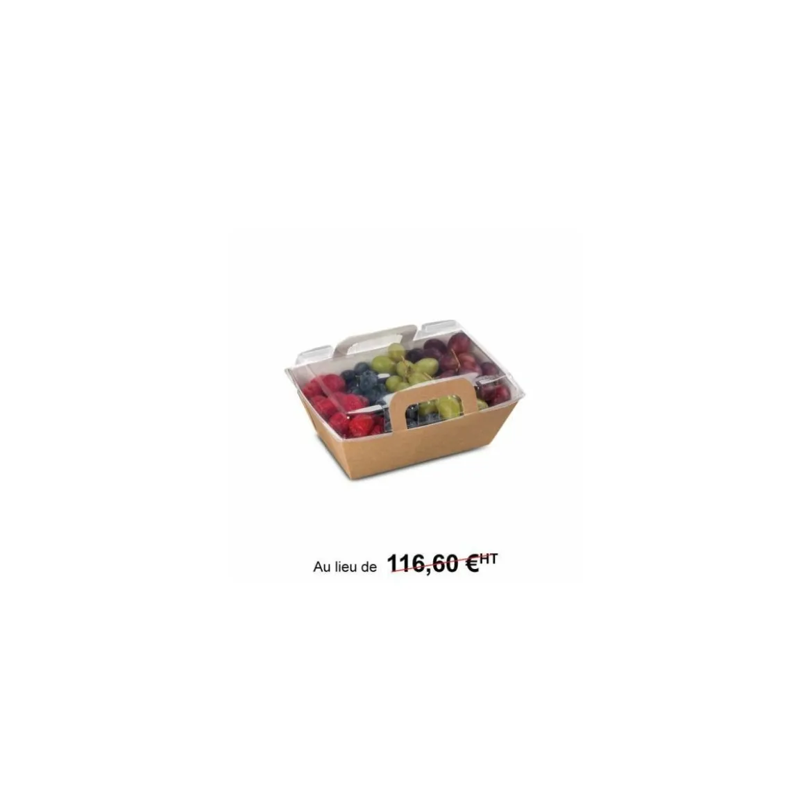Panier chaud kraft brun ingraissable 1000 ml avec couvercle - par 150