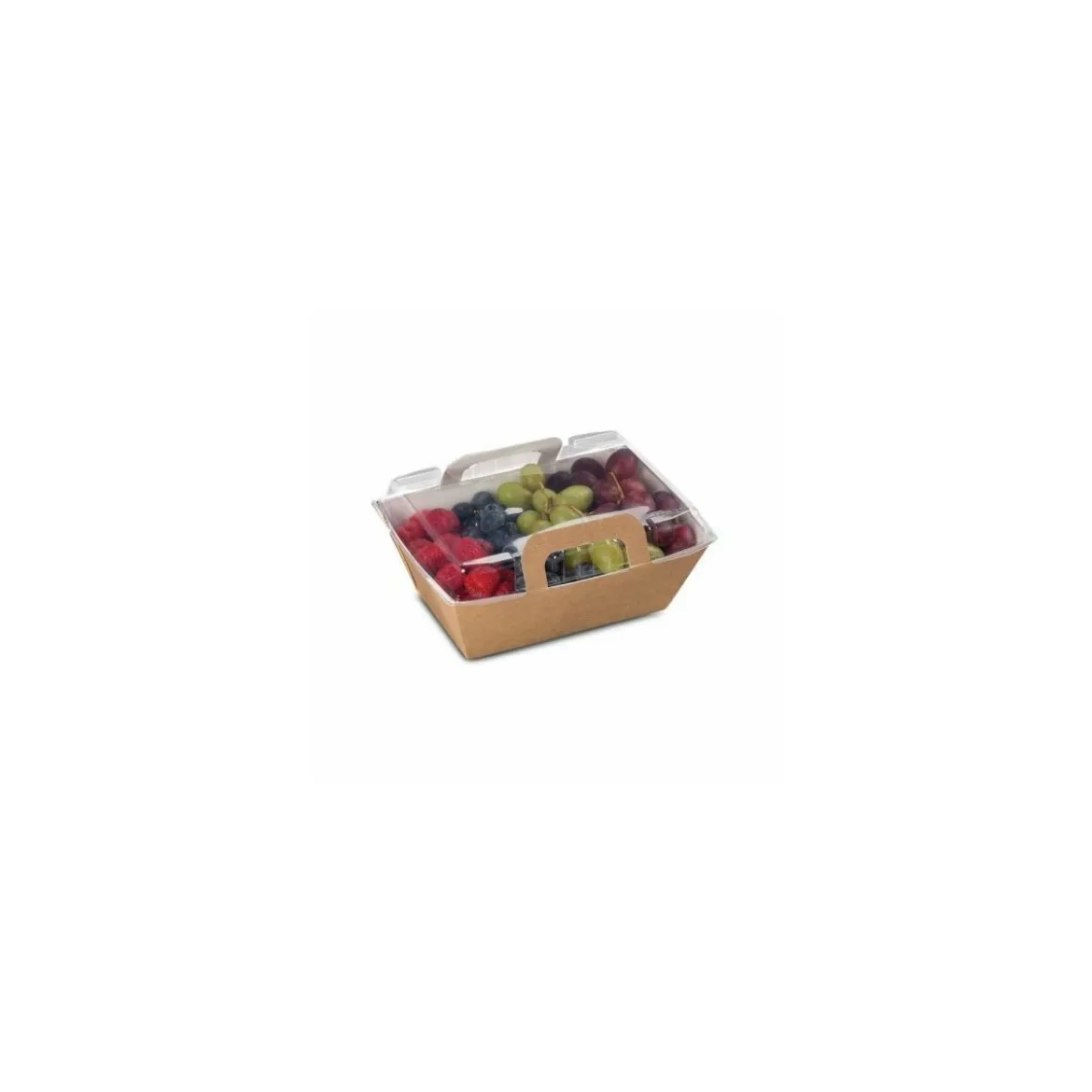 Panier chaud kraft brun ingraissable 1000 ml avec couvercle - par 150