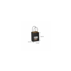Petit sac kraft noir à poignées torsadées avec fenêtre 11,4 + 6,4 x 14,6 cm - par 25