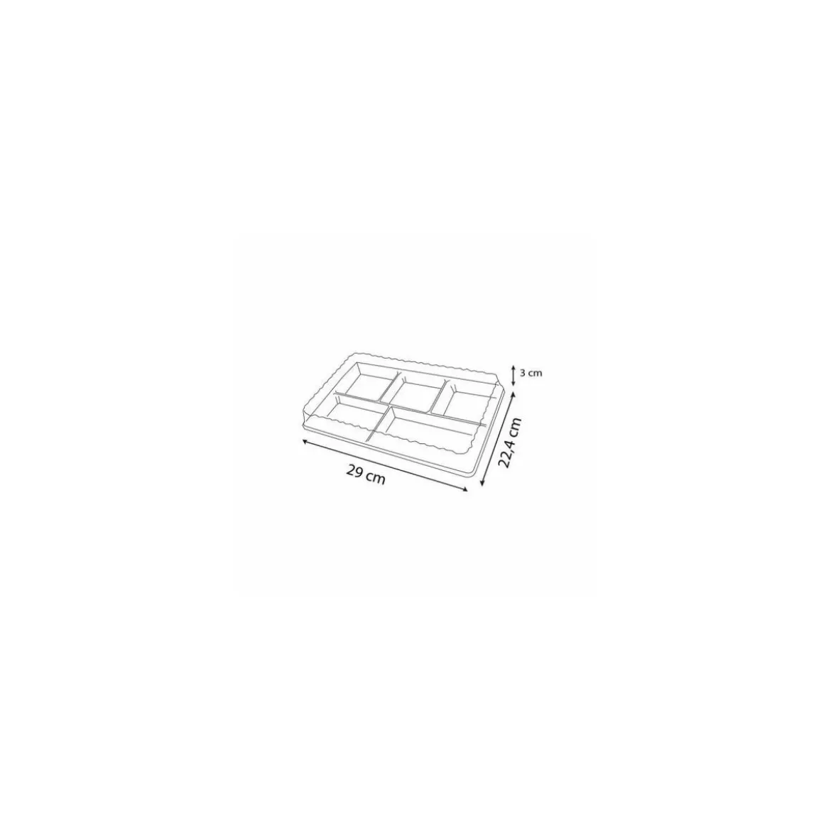 Plateau blanc 5 compartiments polystyrène 29 x 22,4 x 3 cm - par 200