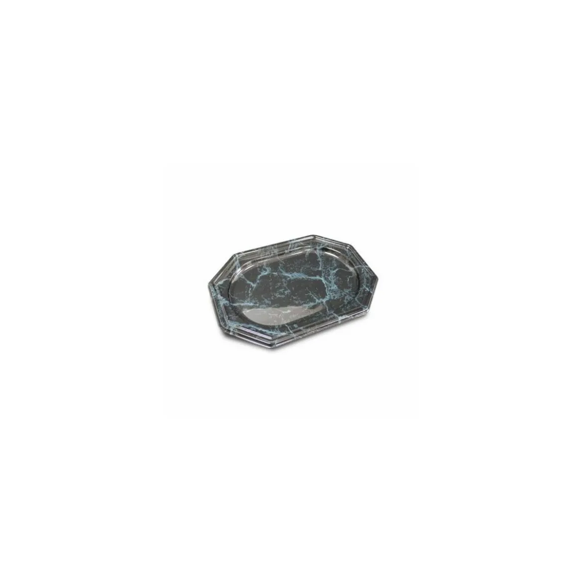 Plateau octogonal PET marbré noir 35 x 25 cm - par 50