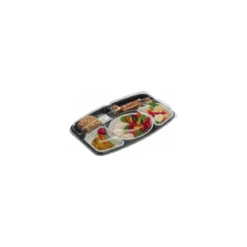 Plateau repas 5 compartiment plastique noir 41,6 x 26 x 7,5 cm - par 15