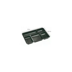 Plateau repas 5 compartiments plastique noir 32 x 22,5 x 3,4 cm - par 25