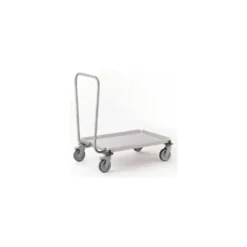 Porte-plateaux inox sur roues avec poignées