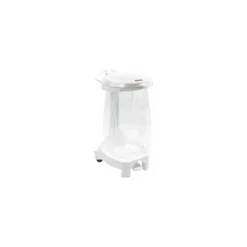 Porte sac poubelle 120 L à pédale et couvercle blanc