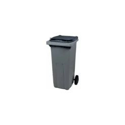 Poubelle plastique grise sur roues 120 L