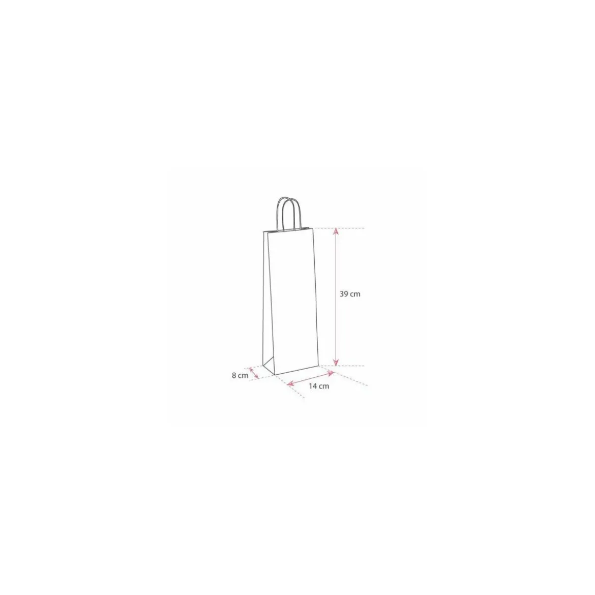 Sac bouteille kraft brun vergé 14 + 8 x 39 cm - par 50