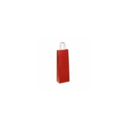 Sac bouteille kraft rouge vergé 14 + 8 x 39 cm - par 50