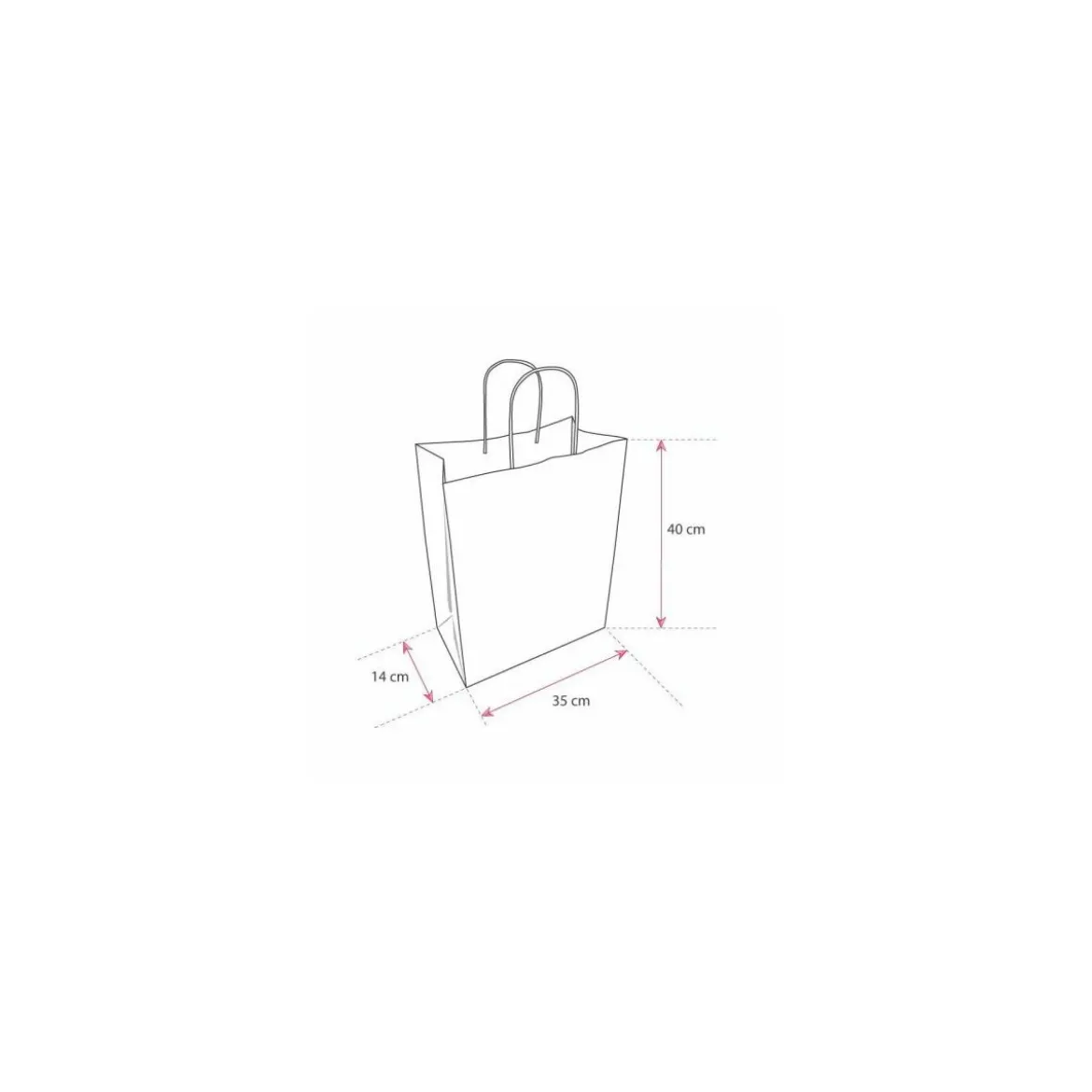Sac cabas rouge à poignées torsadées 35 x 14 x 40 cm - par 50
