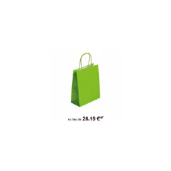 Sac cabas vert acidulé à poignées torsadées 35 x 14 x 40 cm - par 50