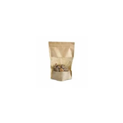 Sachet Doypack kraft brun avec zip et fenêtre 21 + 11 x 31 cm - par 100
