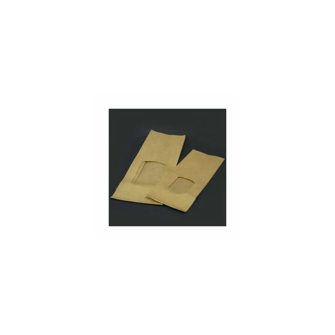 Sachet SOS kraft brun vergé avec fenêtre 13,6 + 7,5 x 31,5 cm - par 100