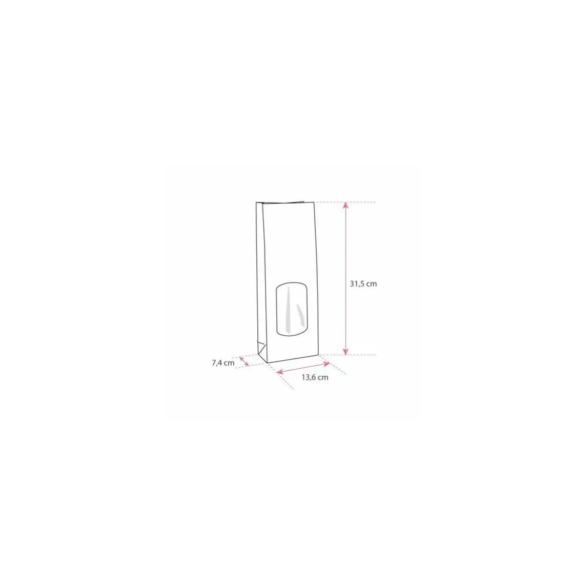Sachet SOS kraft brun vergé avec fenêtre 13,6 + 7,5 x 31,5 cm - par 100