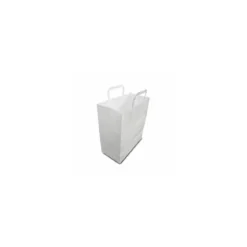 Sac papier kraft blanc à poignées plates 26 + 14 x 32 cm - par 50