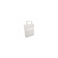 Sac papier kraft blanc à poignées plates 22 + 10 x 28 cm - par 50