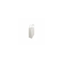 Sac papier kraft blanc à poignées plates 18 + 8 x 22 cm - par 50