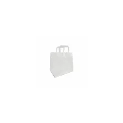 Sac papier kraft blanc à poignées plates 26 + 19 x 25 cm - par 250