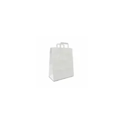 Sac papier kraft blanc à poignées plates 32 + 15 x 40 cm - par 50