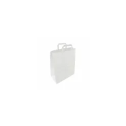 Sac papier kraft blanc à poignées plates 32 + 15 x 40 cm - par 50