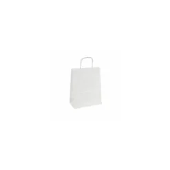 Sac papier kraft blanc à poignées torsadées 22 + 10 x 31 cm - par 50