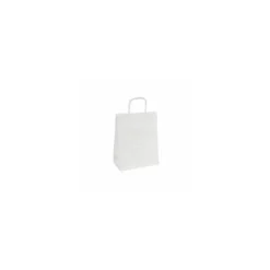 Sac papier kraft blanc à poignées torsadées 18 + 8 x 22 cm - par 50