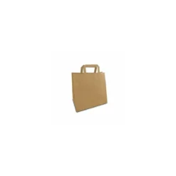 Sac papier kraft brun à poignées plates 26 + 19 x 25 cm - par 250