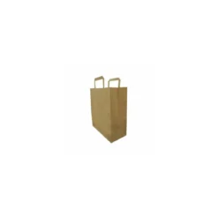 Sac papier kraft brun à poignées plates 26 + 14 x 32 cm - par 50